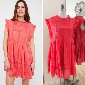 NWT Free People coral kiss babydoll bib dress
